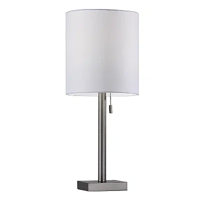 Kirkland's Simple Brushed Steel Base Table Lamp In White