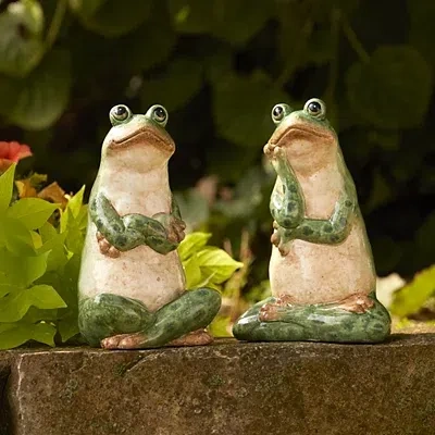 Kirkland's Sitting Frog Ceramic Garden Statues In Multi