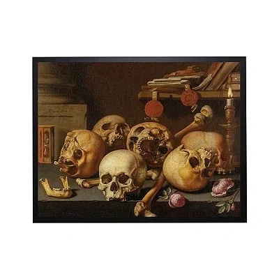 Kirkland's Skeletons On Table Halloween Framed Art Print In Gold
