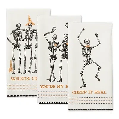 Kirkland's Skeletons Printed Assorted Dishtowels In White
