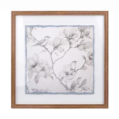 Kirkland's Sketched Floral Birdies Framed Art Print In Gray
