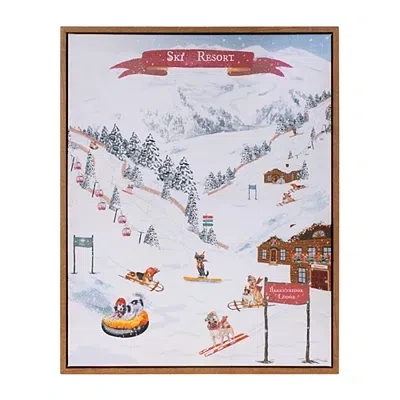 Kirkland's Ski Dogs Framed Canvas Art Print In Multi