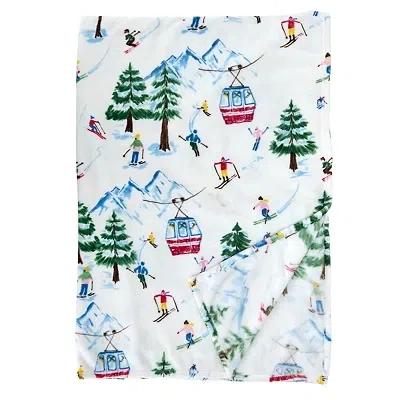 Kirkland's Ski Slopes Plush Throw In White
