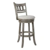Kirkland's Slatted Back Upholstered Swivel Bar Stool In Gray