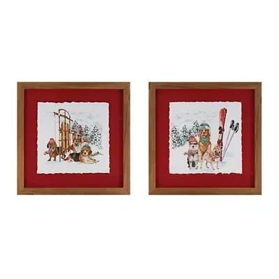Kirkland's Sled And Ski Dogs Framed Art Prints In Brown