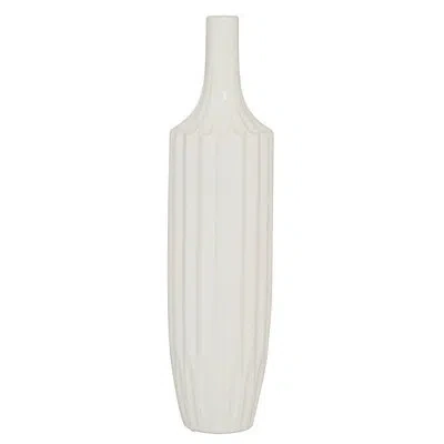 Kirkland's Slender Curtain Ribbed Vase In White