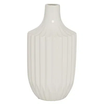 Kirkland's Slender Curtain Ribbed Vase In White