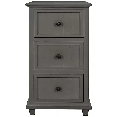 Kirkland's Slim Wooden 3-drawer Side Table In Gray