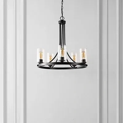 Kirkland's Sloped Round Adjustable Chandelier In Black