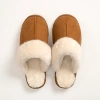 Kirkland's Small Camel Suede Faux Fur Slippers In Brown