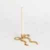 Kirkland's Small Gold Flat Bow Taper Candle Holder In Gold