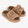 Kirkland's Small Tan Buckle Fur Slide Slippers In Brown