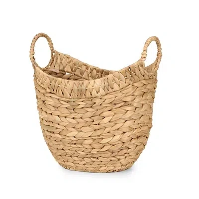 Kirkland's Small Woven Trim Water Hyacinth Basket In Brown