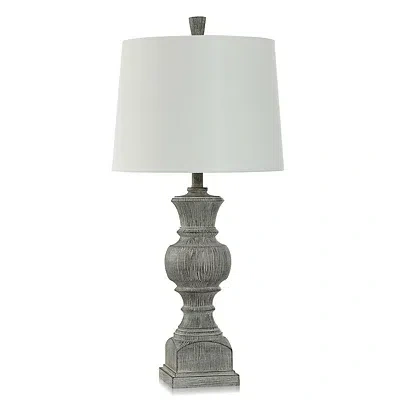 Kirkland's Smokey Slate Gray Baluster Grain Table Lamp In White