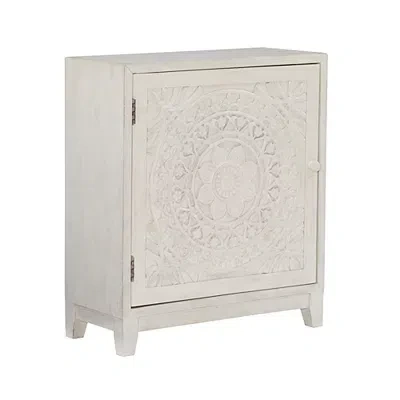 Kirkland's Smokey White Resin Medallion Door Cabinet