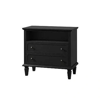 Kirkland's Smooth Black 2-drawer Wood Nightstand