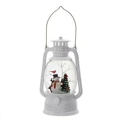Kirkland's Snowman In Snow Globe Lantern In White