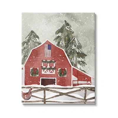 Kirkland's Snowy Christmas Barn Canvas Art Print In Multi