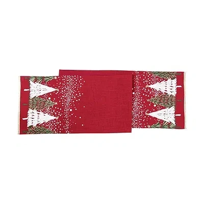 Kirkland's Snowy Christmas Tree Table Runner In Red