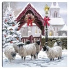 Kirkland's Snowy Sheep Christmas Canvas Art Print In Multi