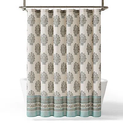 Kirkland's Sofia Blue Floral Black Shower Curtain In Multi
