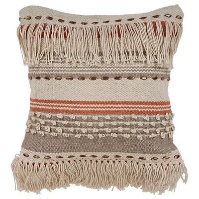 Kirkland's Spice And Natural Chic Fringe Pillow In Neutral