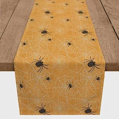 Kirkland's Spiderwebs Halloween Table Runner In Orange