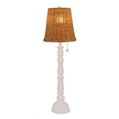 Kirkland's Spindle Buffet Lamp With Rattan Shade In Brown