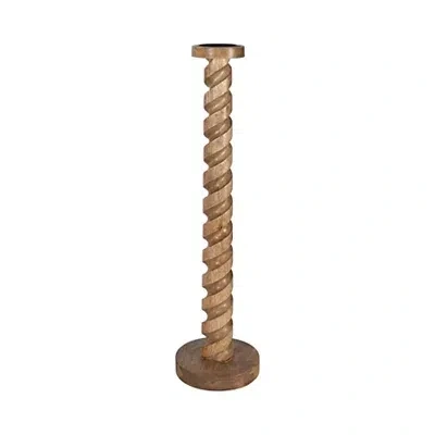 Kirkland's Spiral Mango Wood Pillar Candle Holder In Brown