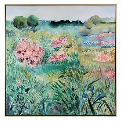 Kirkland's Springtime Flower Field Framed Canvas Art Print In Green
