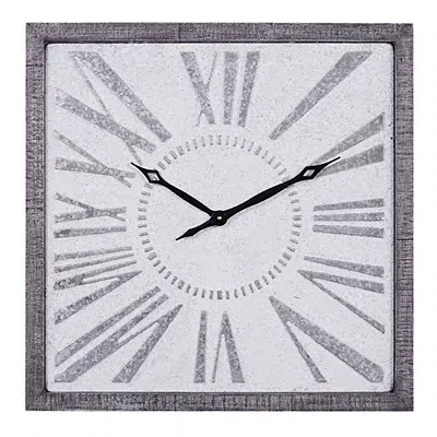 Kirkland's Square Galvanized Metal Wall Clock In Gray