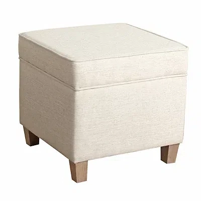 Kirkland's Square Oatmeal Storage Ottoman In White