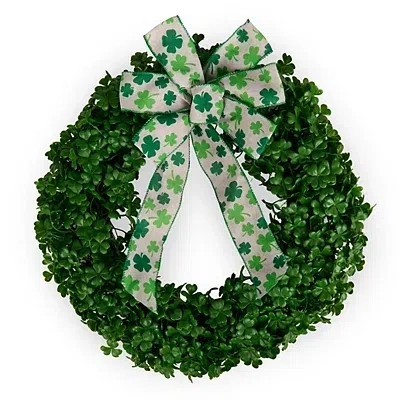 Kirkland's St Patrick Shamrock Boxwood Wreath In Green