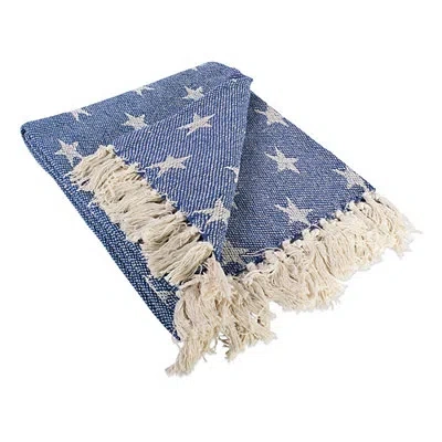 Kirkland's Stars Fringed Throw In Blue