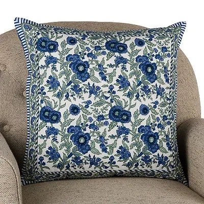 Kirkland's Stella Floral Print Pillow In Blue
