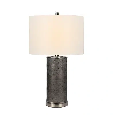 Kirkland's Stone And Steel Cylinder Table Lamp In Gray