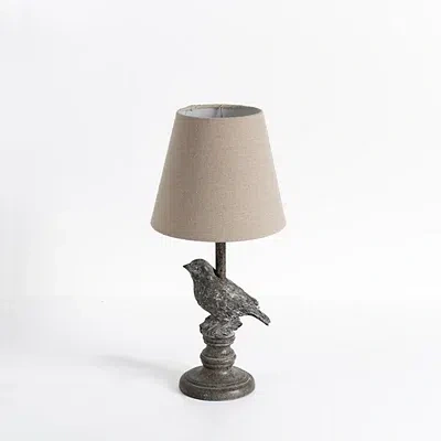 Kirkland's Stone Gray Perched Bird Table Lamp In Brown