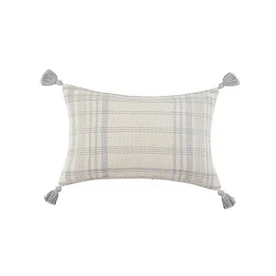 Kirkland's Stone Plaid Cotton Lumbar Pillow In Gray