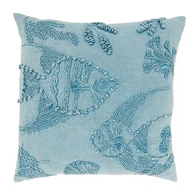 Kirkland's Stonewashed Oceanic Fish Throw Pillow In Blue