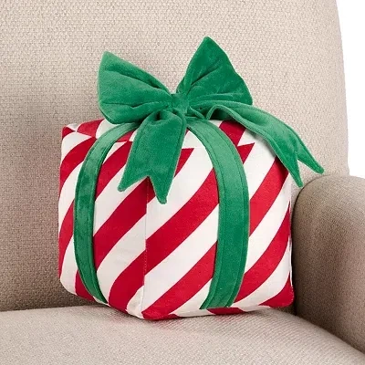 Kirkland's Stripe Gift Box Shaped Pillow In Multi