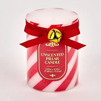 Kirkland's Stripe Pillar Candle In Red