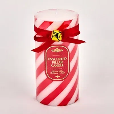 Kirkland's Stripe Pillar Candle In Red