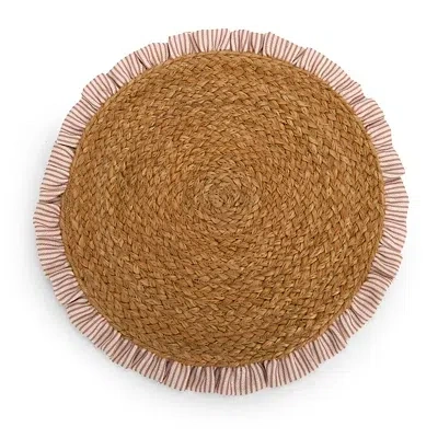 Kirkland's Stripe Ruffle Trim Jute Placemat In Brown
