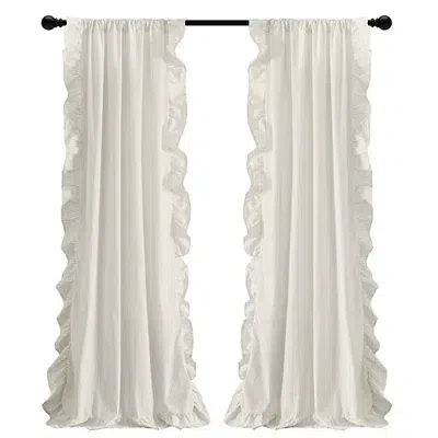 Kirkland's Stripe Ruffled Curtain Panel Set In Neutral | ModeSens
