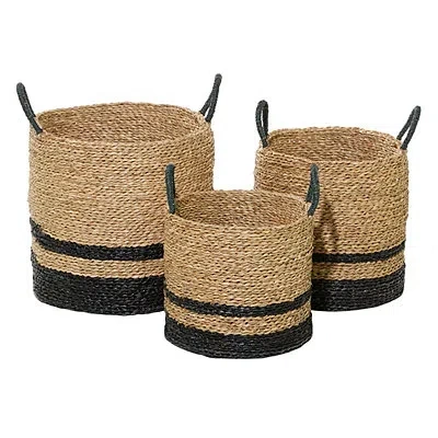 Kirkland's Stripe Sea Grass Baskets In Brown