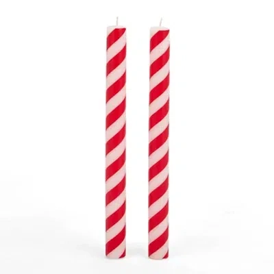 Kirkland's Stripe Taper Candles In Red