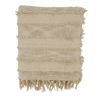Kirkland's Striped And Fringe Throw Blanket In Neutral