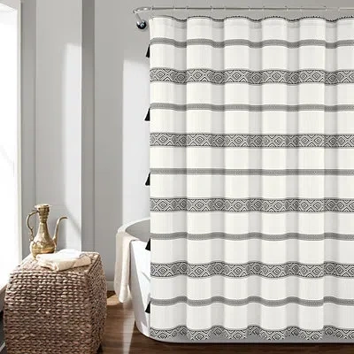 Kirkland's Striped Boho Shower Curtain In White