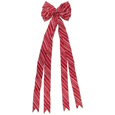 Kirkland's Striped Bow Tree Topper In Red