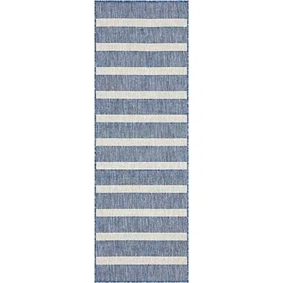 Kirkland's Striped Positano Outdoor Rug In Blue
